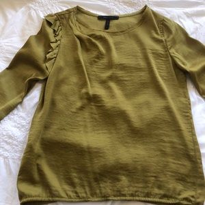 Silky Olive BCBGMAXAZRIA Long Sleeved Blouse